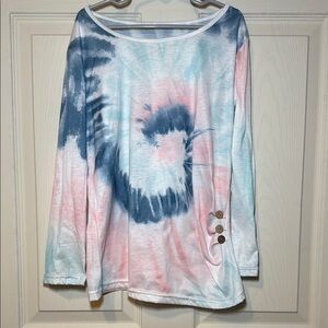 Girls Long Sleeve Tie Dye Tunic with Button Detail Size 5T